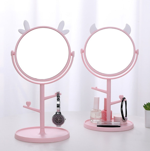 Cat ear monochrome high-definition desktop mirror rotating student dormitory makeup mirror dressing table creative beauty princess mirror