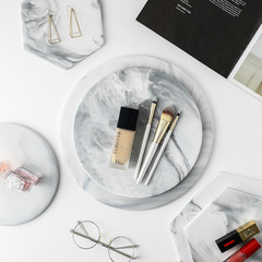 北歐大理石紋平板陶瓷圓板六邊板收納盤鍋墊餐墊甜品盤平盤西餐盤