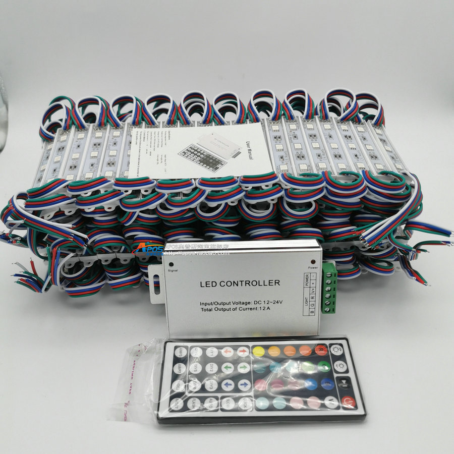 Tienda ventana luz RGB módulo de publicidad 200 unids publicidad luz SMD5050 tres luces DC con transformador control remoto