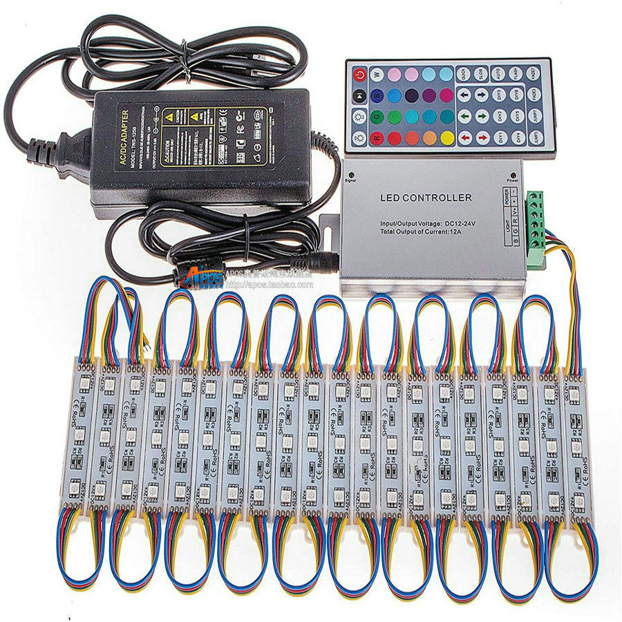 Tienda ventana luz RGB módulo de publicidad 200 unids publicidad luz SMD5050 tres luces DC con transformador control remoto