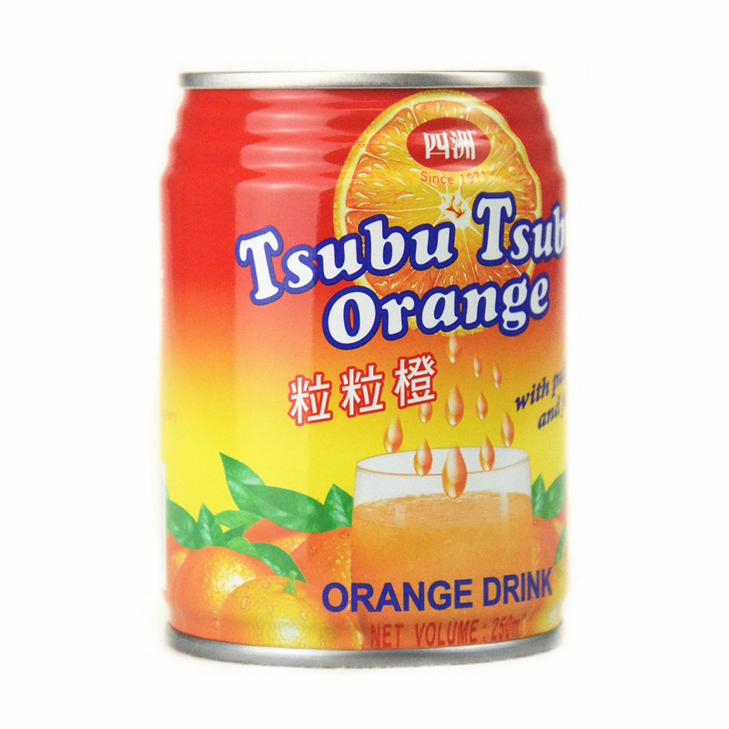 Hong Kong Imported Juice Drink Canned Four Continents Orange Juice with Fresh Fruit Pulp and Fruit Pieces 250ml*24 Cans 2