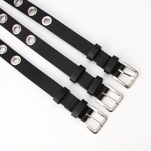 Women's Bold Eye Band with Fashion Lattice Decoration, Matched with Jeans, Personal Punk Style PU Belt, Factory Wholesale