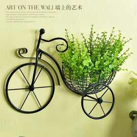 创意自行车欧式铁艺壁饰壁挂花架花篮客厅阳台墙上悬挂花篮装饰品