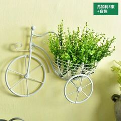 Creative bicycle European iron art wall decoration wall hanging flower rack flower basket living room balcony wall hung flower basket decoration