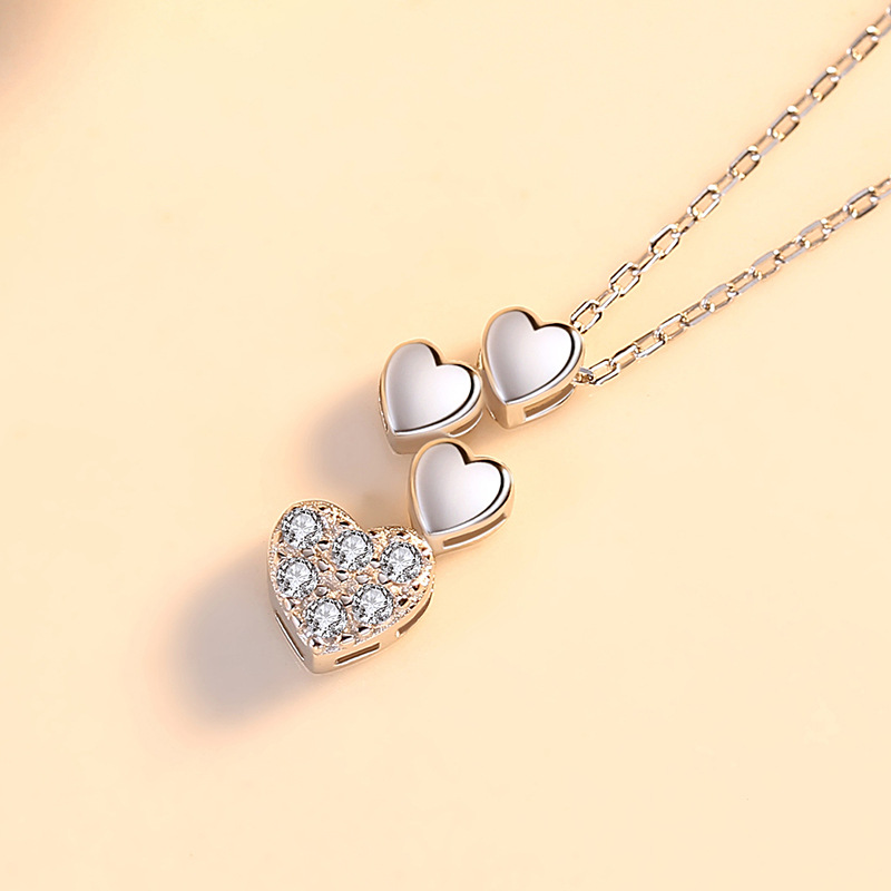 S925 plata esterlina Mori amor diamante COLLAR COLGANTE nicho diseño simple clavícula cadena femenina fábrica al por mayor