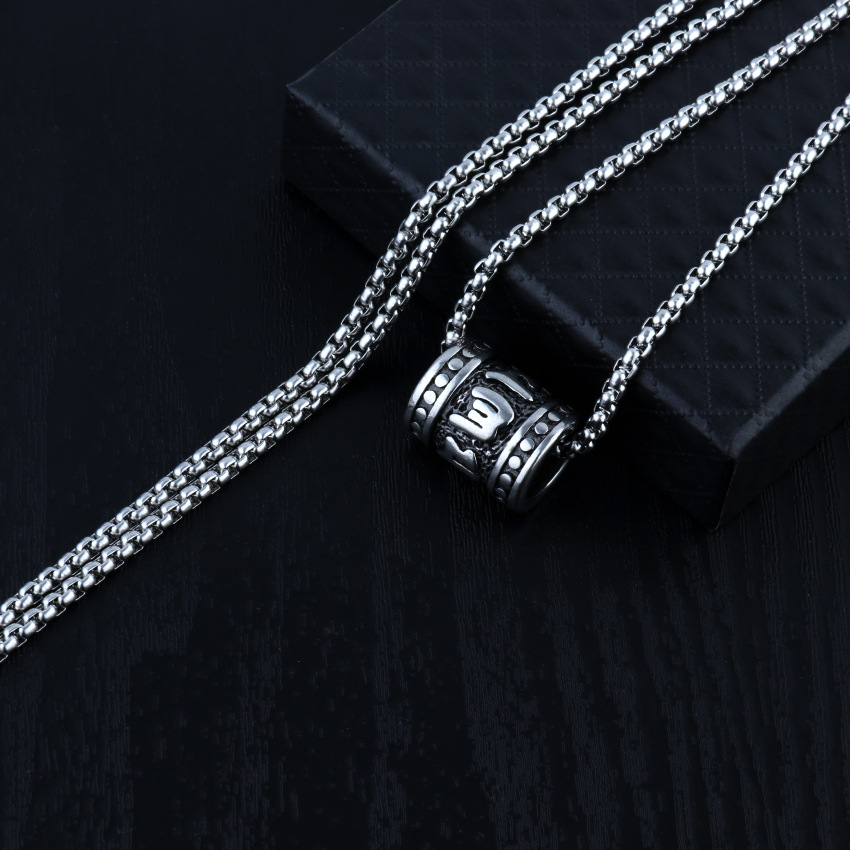 Buddha style six character mantra cylinder fashionable pendant necklace for men and women's talismans, personalized_voghion.com
