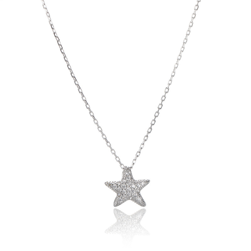 Collar de la Estrella de plata esterlina S925 estilo de lujo ligero de moda con incrustaciones de diamantes de circón estrella de cinco puntas collar de mujer Cadena de clavícula al por mayor