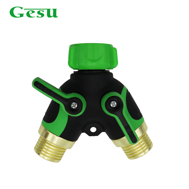 3/4 "tipo Y conector de plástico de dos vías conector recubierto de tornillo estándar Americano 6 puntos agua de riego válvula de cierre conector de tubería de agua