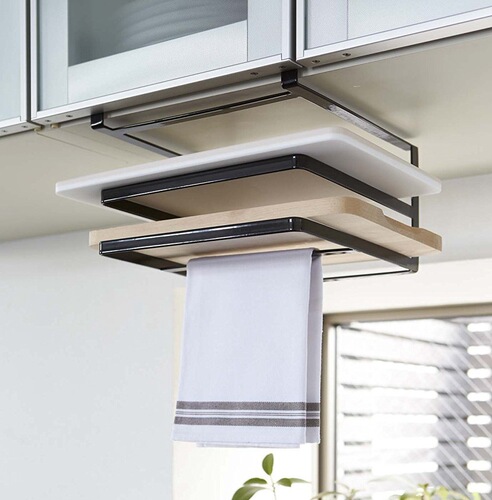 Kitchen storage rack wall-mounted punch-free chopping board rack cutting board rack chopping board rack under cabinet hanging storage rack pot lid rack