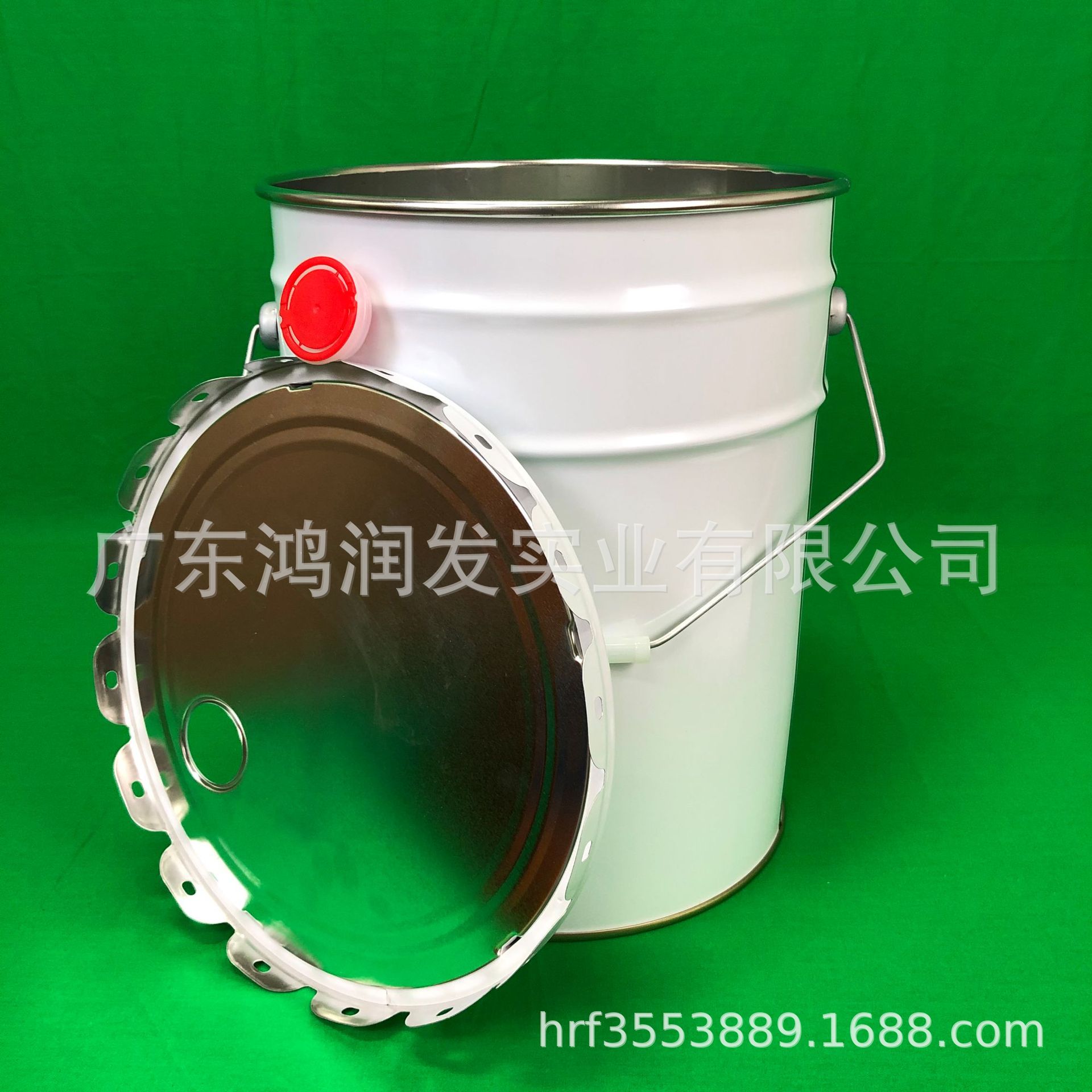 直供加厚20L马口铁桶涂白化工花兰桶油漆硅胶包装桶小口机油咀桶