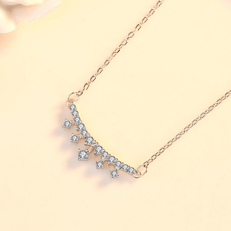 S925 collar de Estrella de plata esterlina de las mujeres de estilo coreano collar de circón fresco con diamante estrella joyería al por mayor