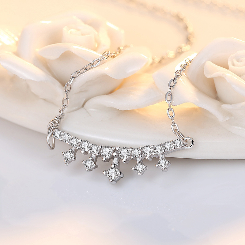 S925 collar de Estrella de plata esterlina de las mujeres de estilo coreano collar de circón fresco con diamante estrella joyería al por mayor