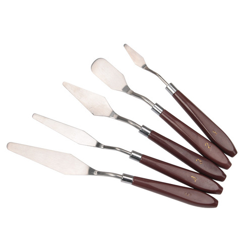 Art oil painting knife new stainless steel color scraper gouache paint scraper 5-piece set foreign trade cross-border supply