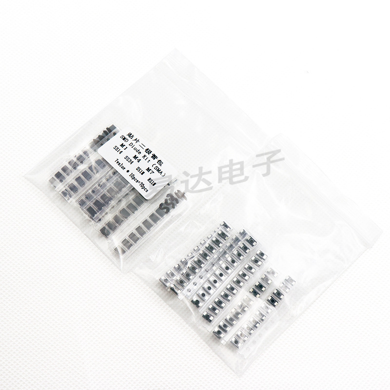Patch diode package 7 kinds of 10 each, a total of 70 SMA M1 M4 M7 SS14 SS34 US1M RS1M Patch diode package 7 kinds of 10 each, a total of 70 SMA M1 M4 M7 SS14 SS34 US1M RS1M