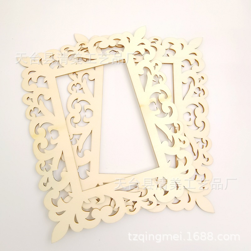 Marco de fotos de madera creativo Artesanía minimalista moderna Marco de fotos de piezas de madera sin pulir Decoración colgante de Navidad de bricolaje