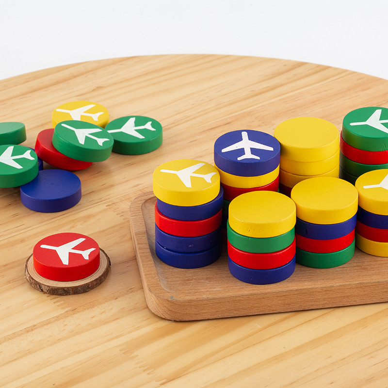 2022 manufacturers sell wooden flying chess wholesale toy discs red, yellow, green and blue 16 four-color Flying chess