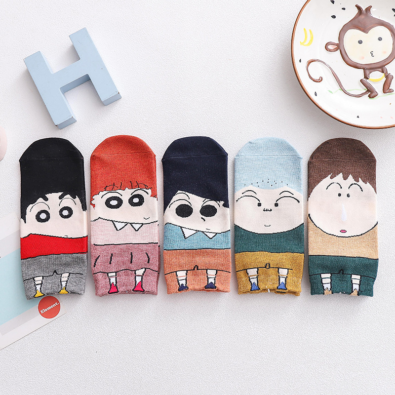 Foreign trade socks new cute cartoon socks Korean casual women's socks crayons small new shallow short socks in stock