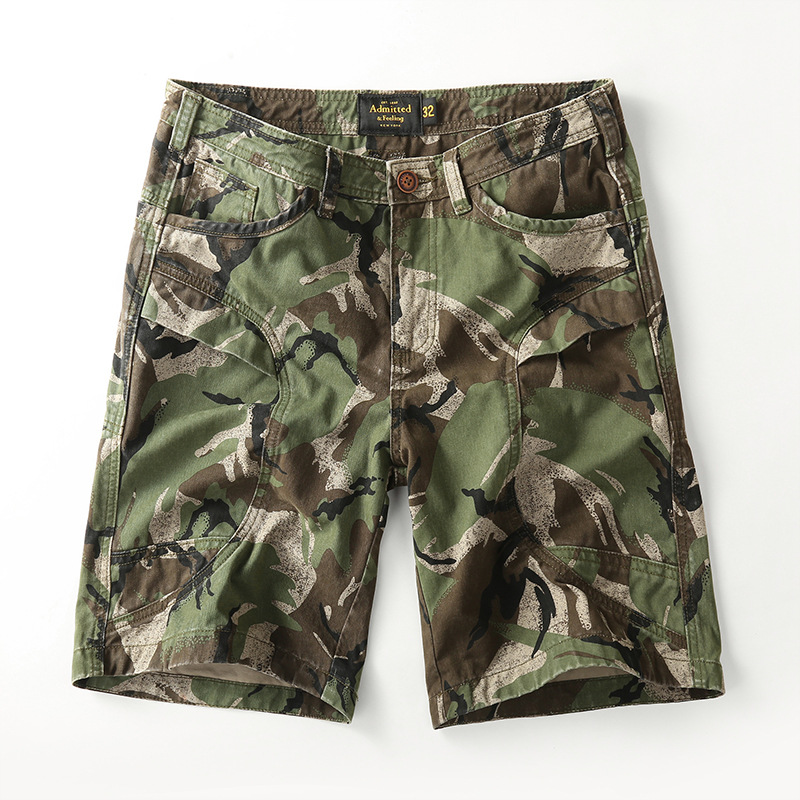 European and American Foreign Trade Men's Overalls Camouflage Shorts Large Size Washable Cotton Loose Pants Casual Pants