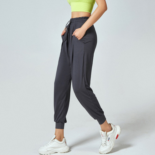 Cross-border European and American women's sporty dry pants, loose casual running long pants, fitness leggings, ankle-binding Lulu yoga pants