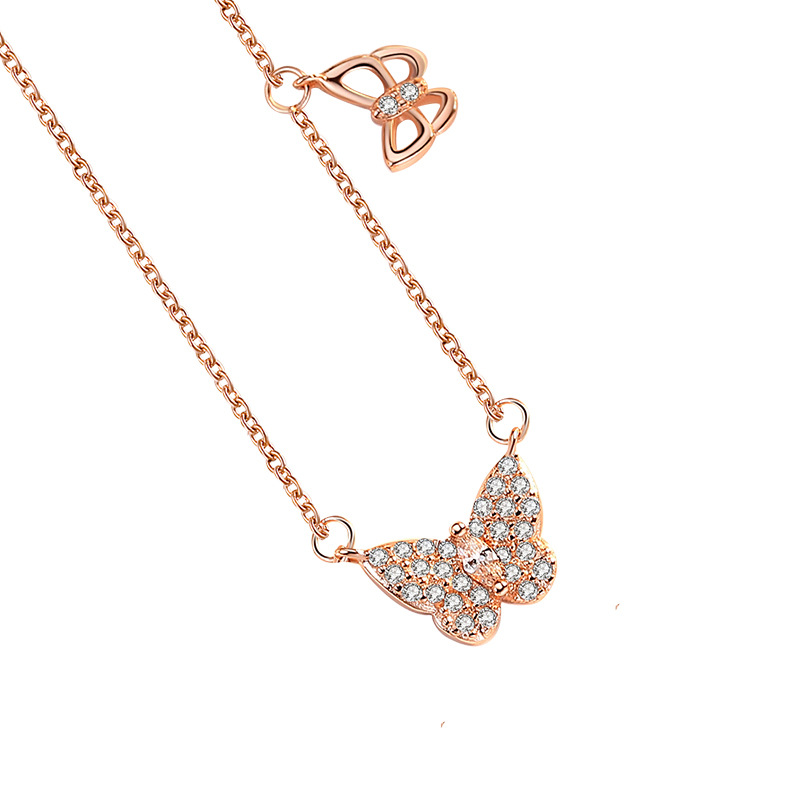 Celebridad en línea Singapur S925 mariposa Collar de plata colgante nicho diseño simple hueco clavícula cadena femenina fabricante