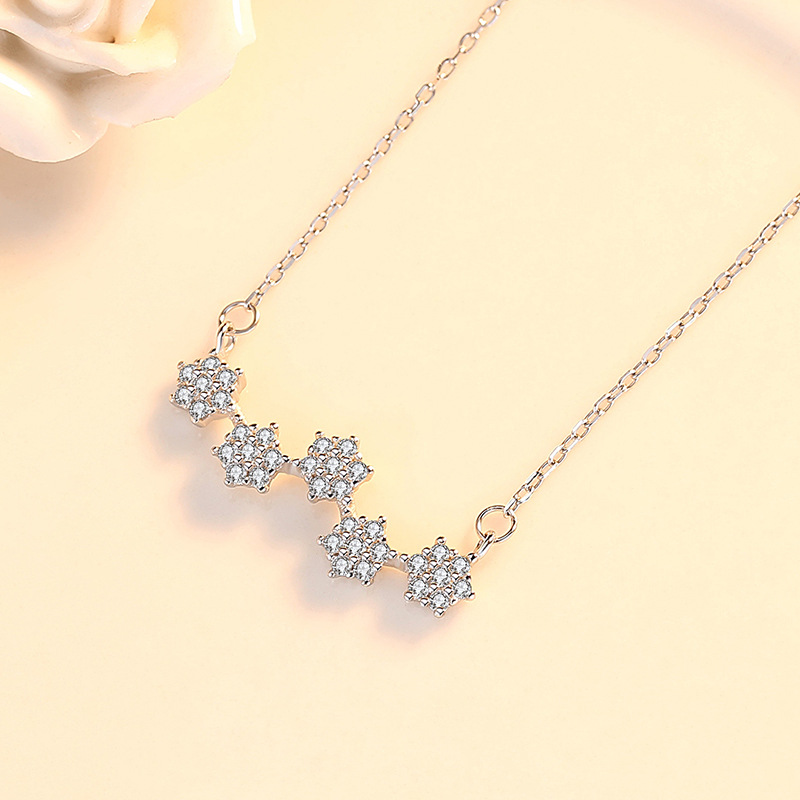 Celebridad en línea Singapur S925 estrella de seis puntas Collar de plata colgante nicho diseño simple estrella clavícula cadena fabricante femenino