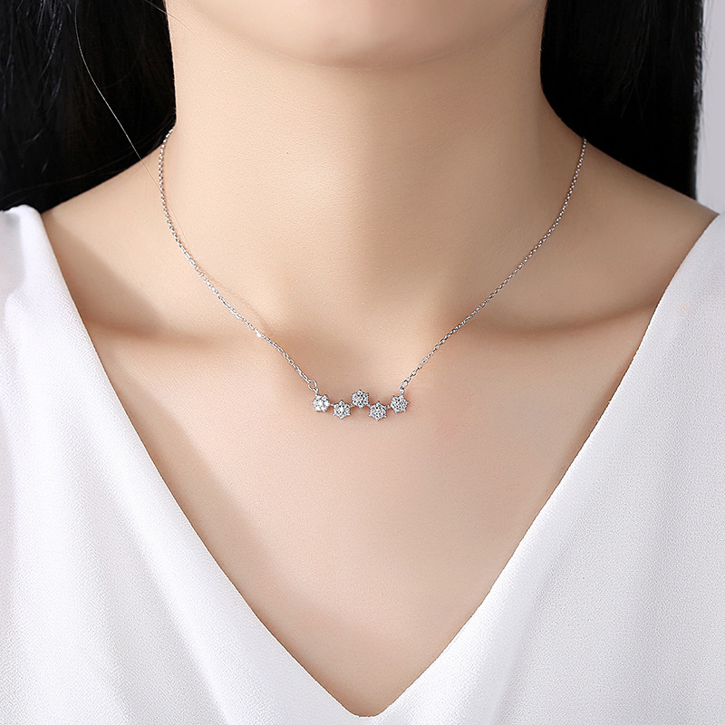 Celebridad en línea Singapur S925 estrella de seis puntas Collar de plata colgante nicho diseño simple estrella clavícula cadena fabricante femenino