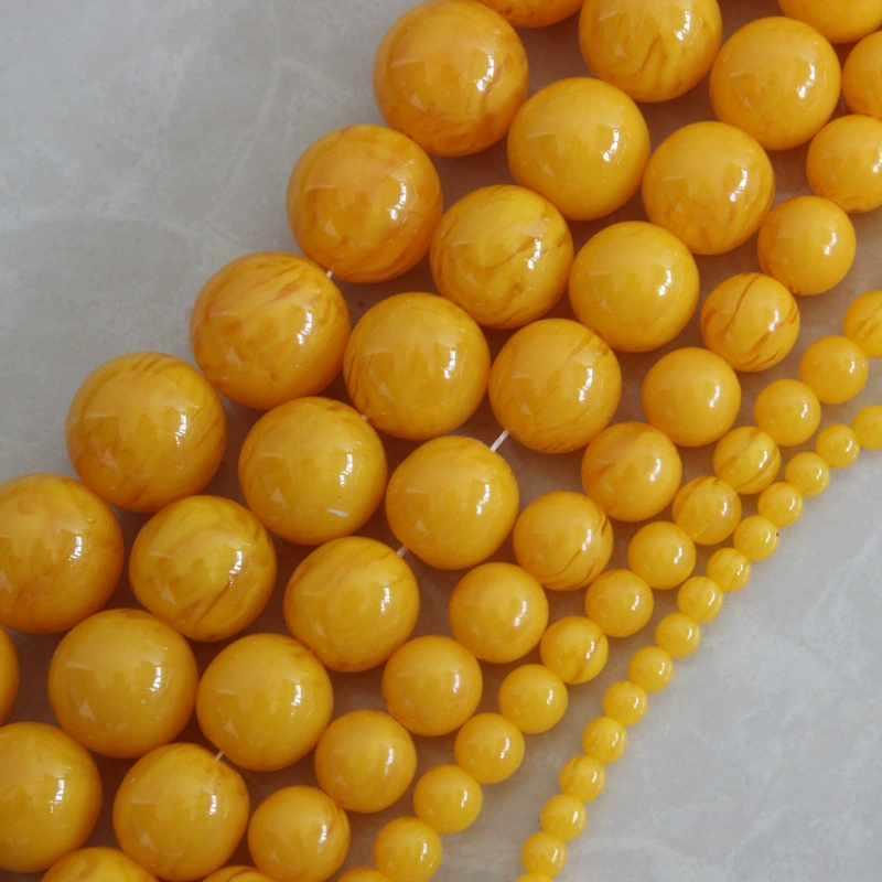 Synthesized rosary with round beads wax agate handmade, DIY