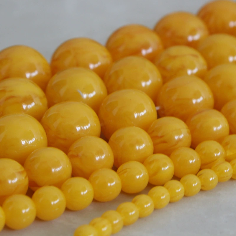 Synthesized rosary with round beads wax agate handmade, DIY