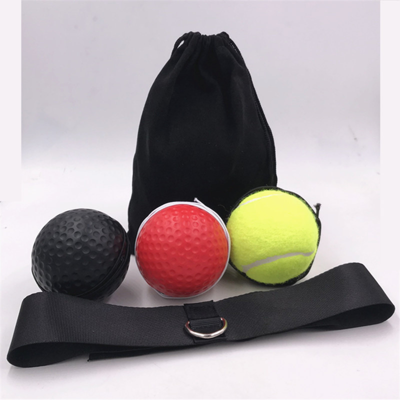 新款三球套装拳击反应球尼龙头带橡胶球速度球家庭健身用品