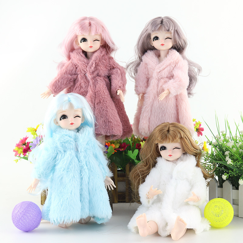 28/30cm cm6 points doll special wedding dress clothing simulation fashion fur fur coat girl toy
