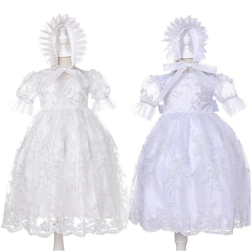 [Broken Size Clearance] 408-Baby Dress European and American Long Lace Wash Dress Mibai Special White Foreign Trade Princess Dress