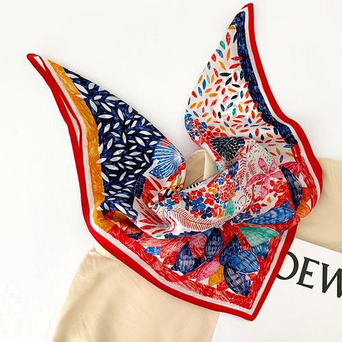 Sun protection silk scarf small square scarf for women spring and autumn Korean silk thin versatile mulberry silk temperament scarf internet celebrity small scarf