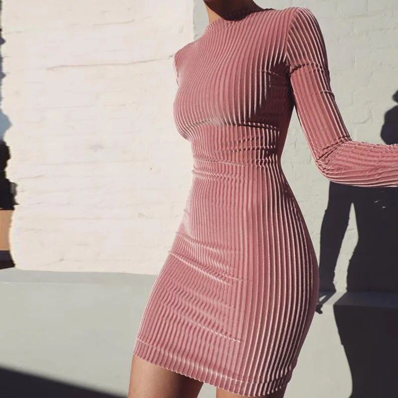 Europe and the United States explosions 2023 cross-border foreign trade women's independent station sparkling sequins pink velvet long sleeve slim dress