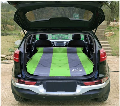 Special Car-In-Bed Trunk Travel | Vehicle-mounted inflatable bed - point-green-gray-green-3cm-straight-edge