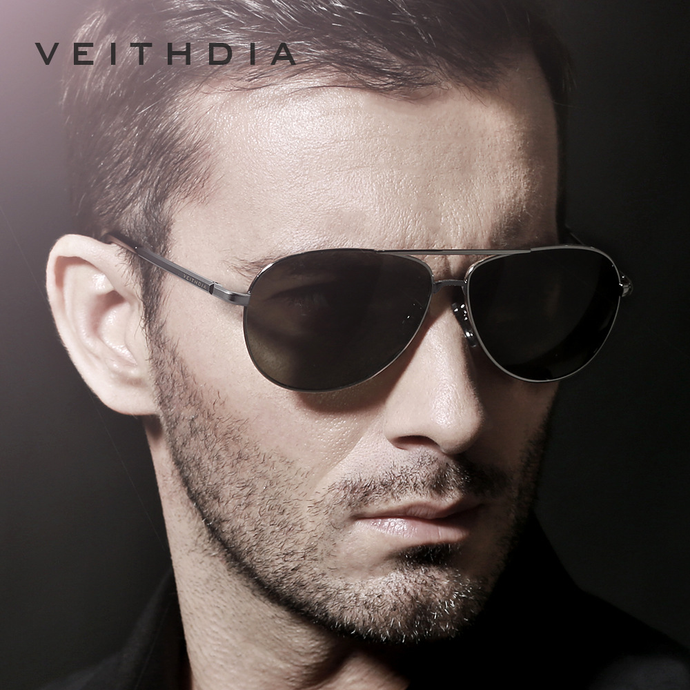 VEITHDIA hombres gafas de sol polarizadas UV a prueba de rana gafas de sol de conducción marrón 2482