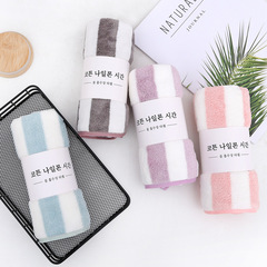 35*75 coral velvet warp knitted colorful strip cationic towel strong water absorption beauty salon Korean towel