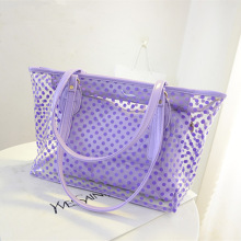 2022夏季新款女包波点透明沙滩塑料单肩包韩潮子母包 一件代发