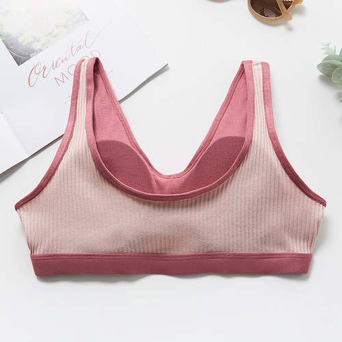 New contrasting color threaded cotton wrapped chest strap chest pad small chest no rims bra beautiful back vest small suspender manufacturer direct sale