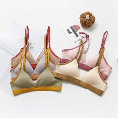 New contrasting color threaded cotton wrapped chest strap chest pad small chest no rims bra beautiful back vest small suspender manufacturer direct sale