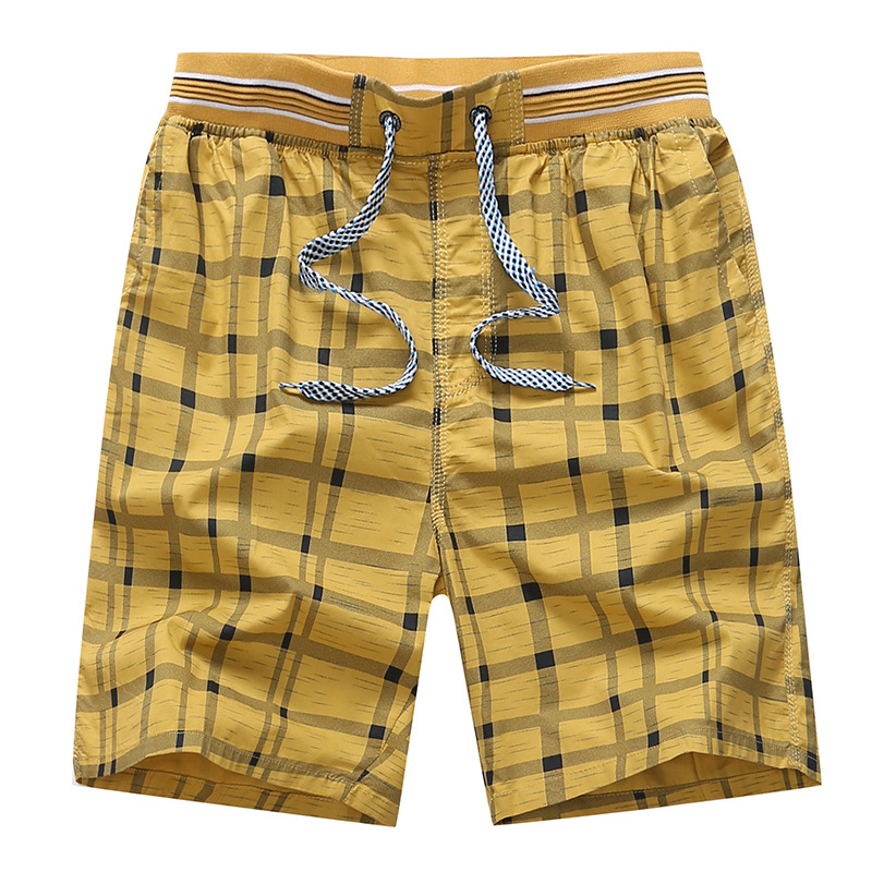Direct selling summer printed beach pants men's sports casual loose men's five-point home plaid shorts big shorts