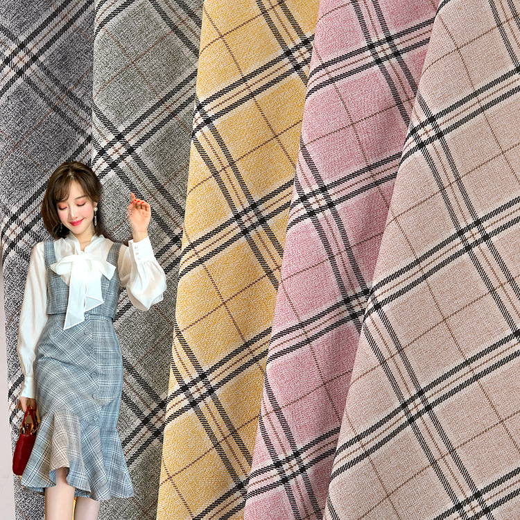 TR色织弹力格子布 现货供应春夏网红时尚连衣裙布料 时装西装面料