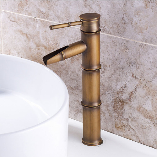 European style antique full copper countertop basin faucet bamboo joint face basin faucet bathroom cold and hot water washbasin faucet 
