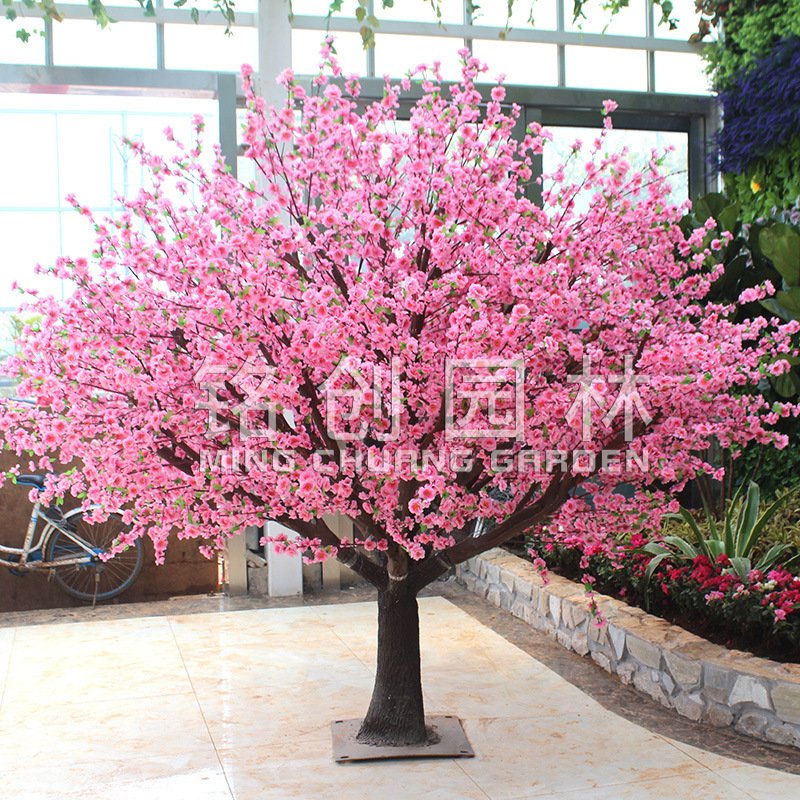 Árbol de durazno artificial melocotón flor artificial salón centro comercial boda exposición decoración piso árbol artificial fábrica ventas directas