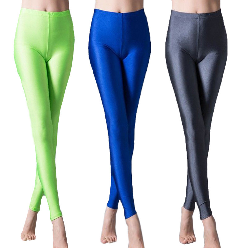 Women's Milk Silk Gloss Pants Outer Wear Leggings Yoga Thin Women's Slim-fit Small Foot Nine-size Pants Fluorescent Women's Milk Silk Gloss Pants Outer Wear Leggings Yoga Thin Women's Slim-fit Small Foot Nine-size Pants Fluorescent