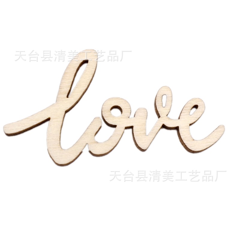 55*32*3mm tallado amor hueco carta madera chip creativo graffiti decoración de la boda Día de San Valentín madera chip