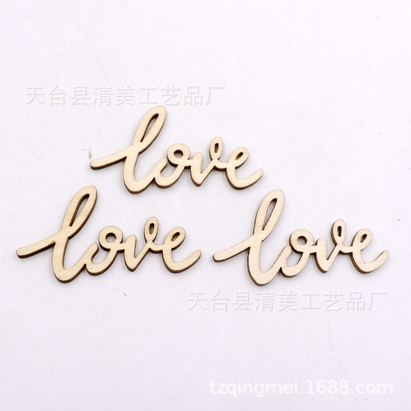 55*32*3mm tallado amor hueco carta madera chip creativo graffiti decoración de la boda Día de San Valentín madera chip
