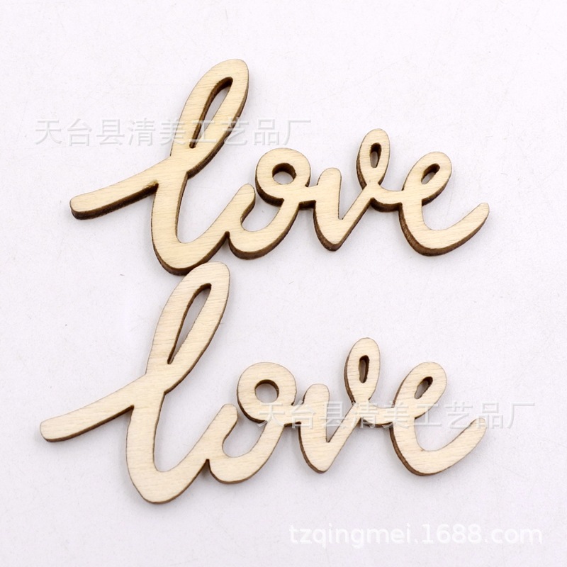 55*32*3mm tallado amor hueco carta madera chip creativo graffiti decoración de la boda Día de San Valentín madera chip