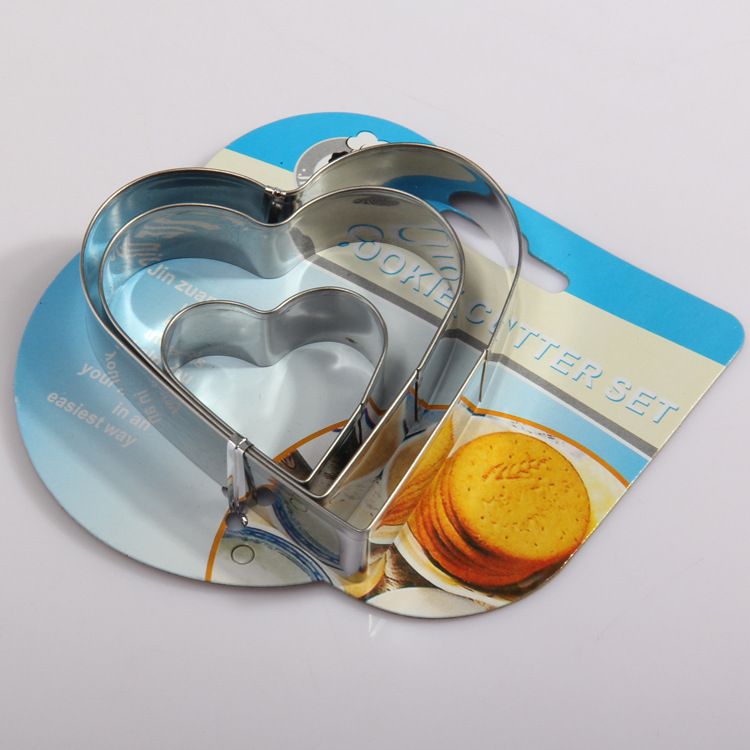 爱满屋热卖批发3PC邦卡不锈钢饼干模爱心花形五角星模具手工烘焙