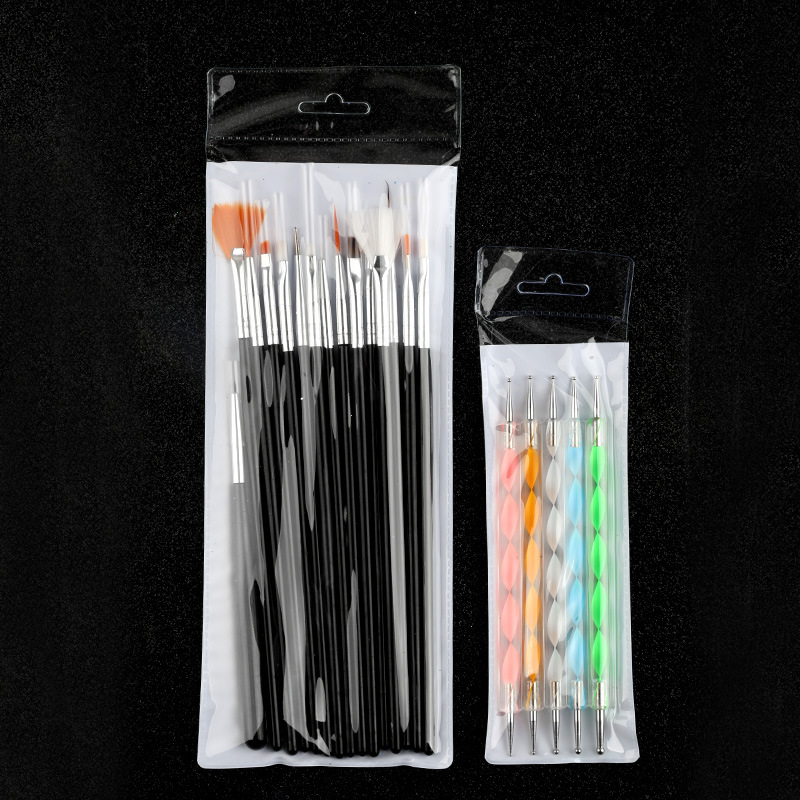 Cepillo de uñas 20 unids pintado fototerapia punto taladro pluma 15 unids varilla blanca + 5 unids espiral varilla punto taladro pluma herramienta traje