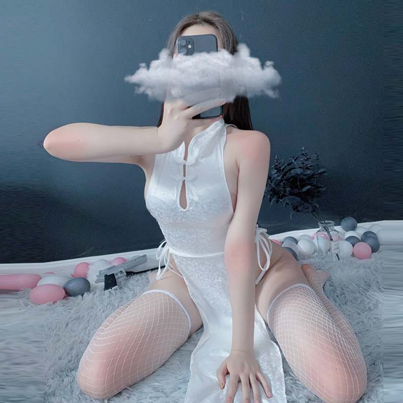 Sexy lencería sexy de Mujer Transparente cheongsam clásico con cordones tentación extrema discoteca traje de uniforme dividido 7076